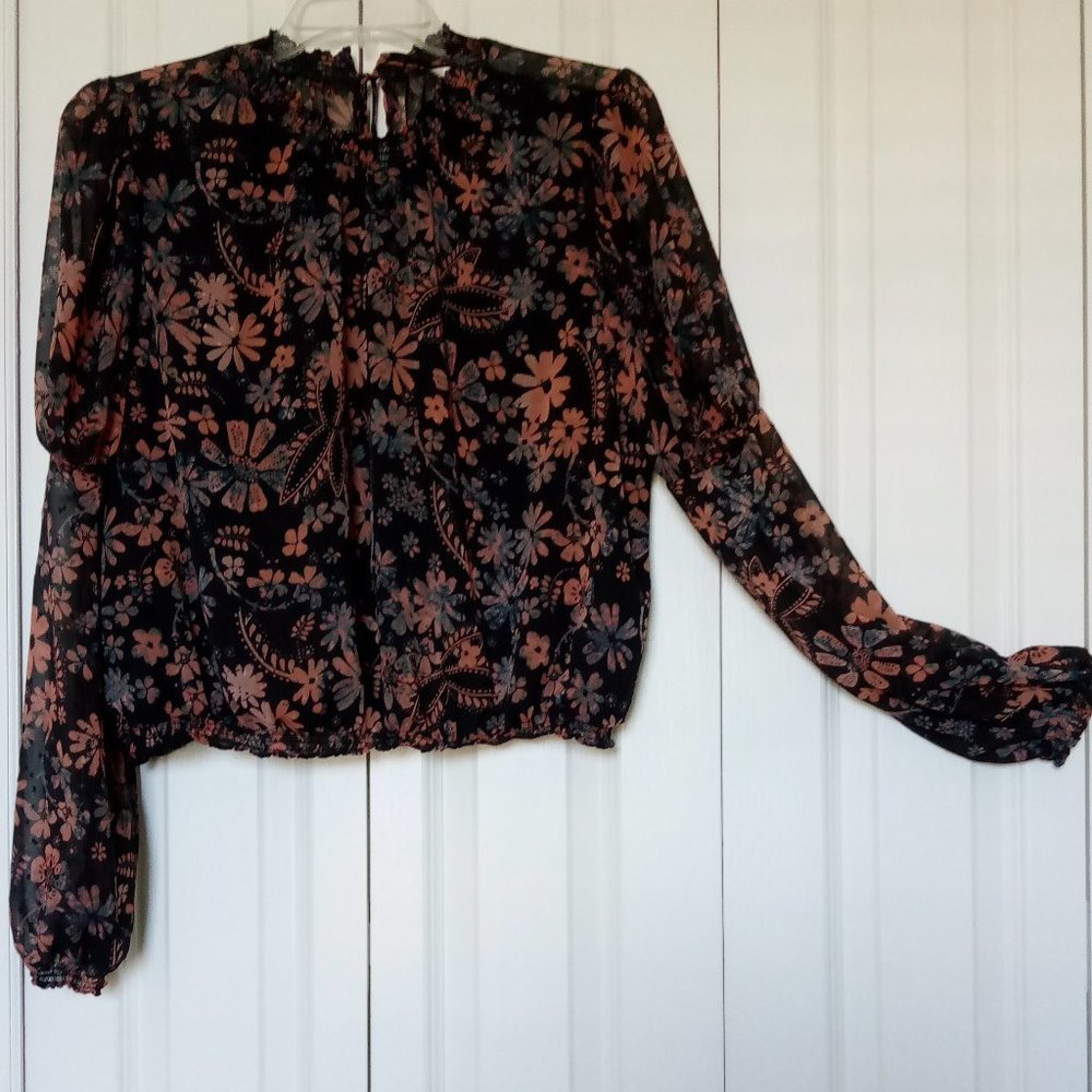 Floral Black and Pink Women's Top